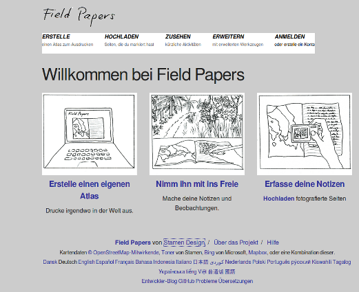 FieldPapers homepage