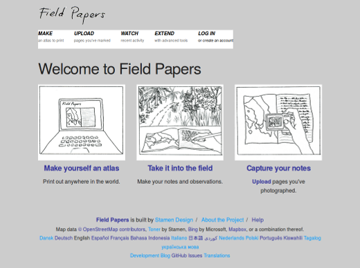 FieldPapers homepage