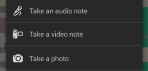 Taking audio, photo or notes