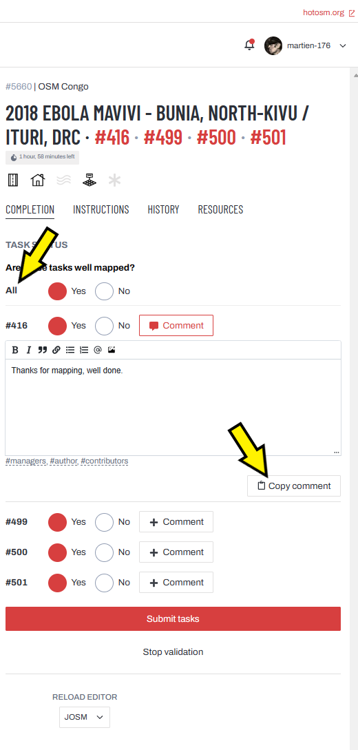 TM finalize multiple validation