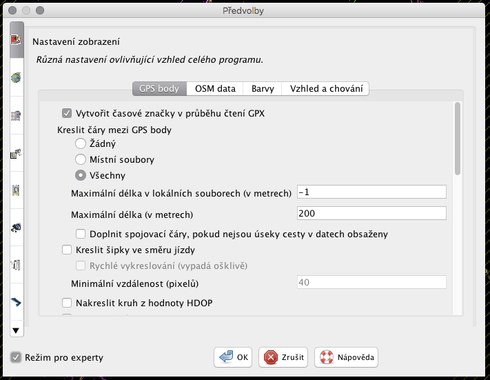 Preferences window