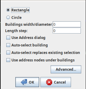 Set buildings size dialog