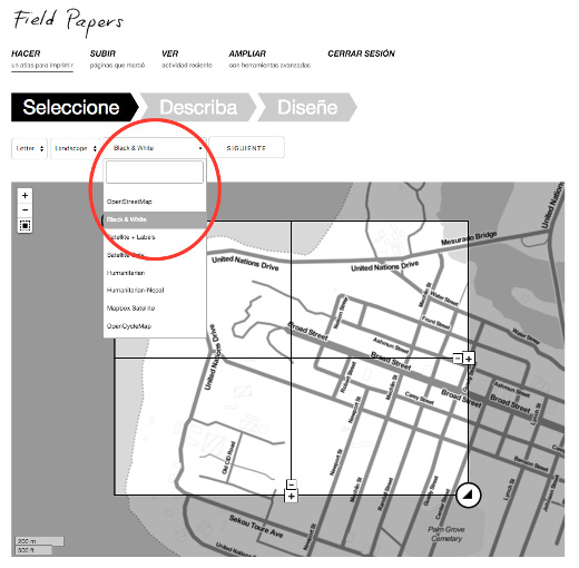 Choose map tile - black & white
