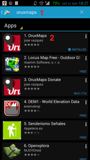 Search OruxMaps in Play Store