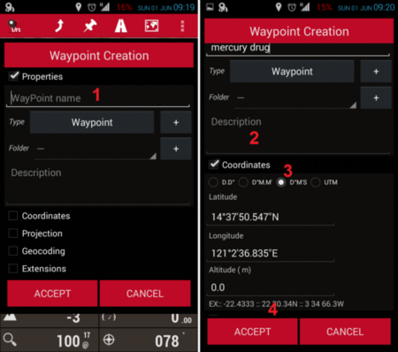 Waypoint creation settings