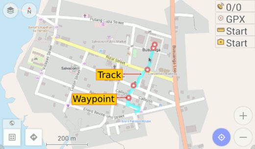 Show GPS tracks and waypoints