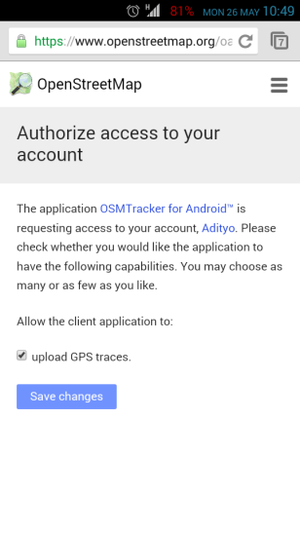 OSM authorization of OSmTracker