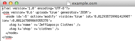 Ví dụ về file OSM XML
