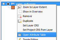 open attribute table