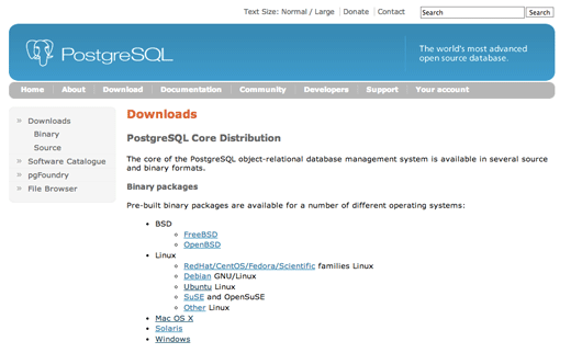 Trang web PostgreSQL